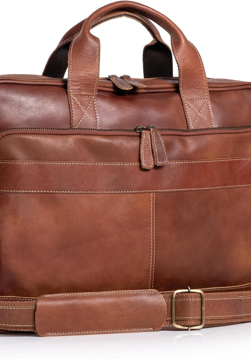 KomalC leather briefcase 16 inch laptop messenger bag satchel for men women | office briefcase, satchel bag, work bag, business bag, shoulder bag, adjustable strap, laptop compartment