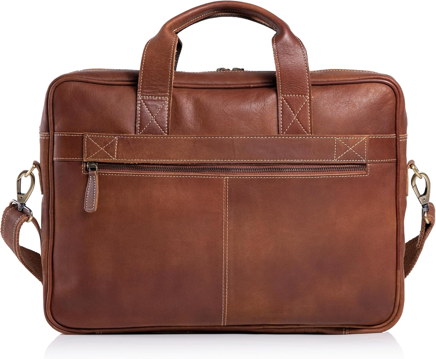 KomalC leather briefcase 16 inch laptop messenger bag satchel for men women | office briefcase, satchel bag, work bag, business bag, shoulder bag, adjustable strap, laptop compartment - Image 5