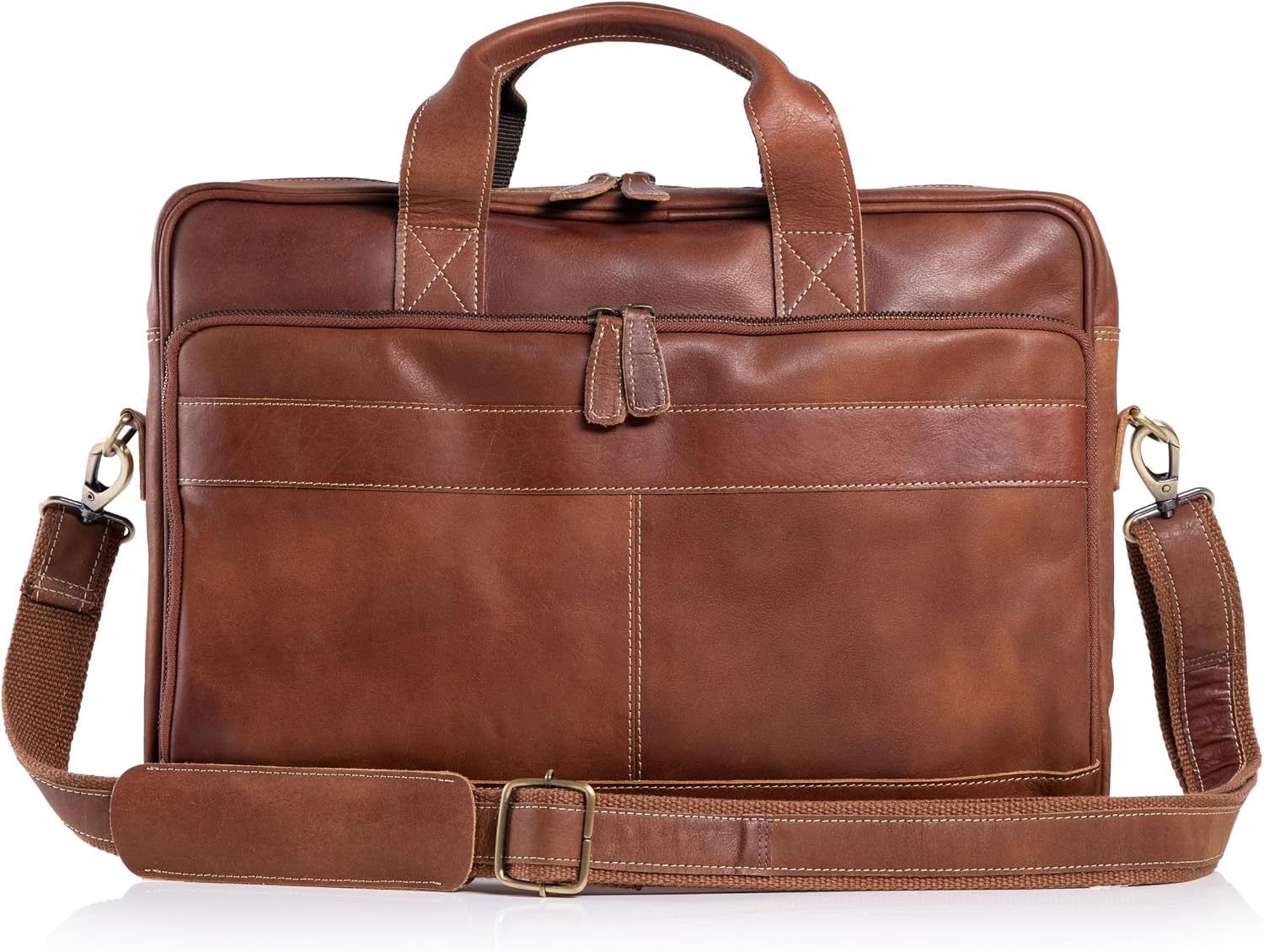 KomalC leather briefcase 16 inch laptop messenger bag satchel for men women | office briefcase, satchel bag, work bag, business bag, shoulder bag, adjustable strap, laptop compartment - Image 6