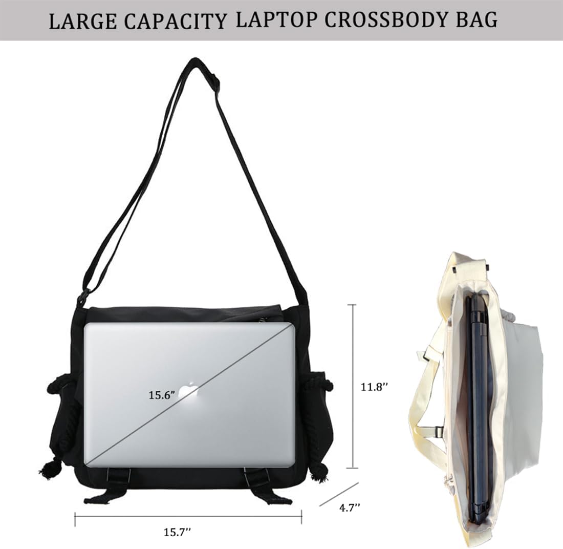 Aesthetic Crossbody Bag with Cute Pins and Ornament, Nylon Shoulder Messenger Bag Japanese Kawaii Bag for Women Men - Image 4