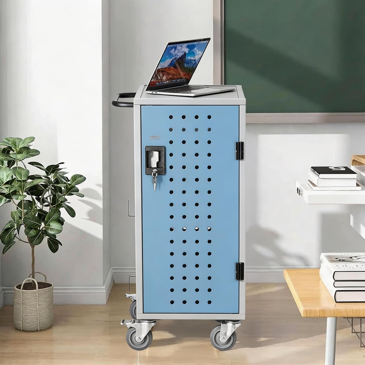 Garvee 20 Device Laptop Charging Cart/Station for Chromebook/Classroom | Up to 15.6" Screen Size, Spike Protection, Storage Charging Station with Wheels for iPads, Tablets, Office, Library - Image 9