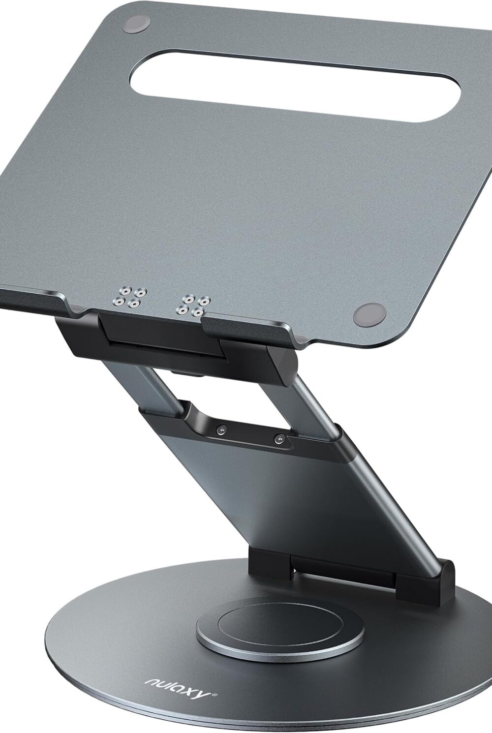Nulaxy 18" Height Telescopic 360 Rotating Aluminum Laptop Stand Desk, Gray | Ergonomic Computer Holder Riser with Heat-Vent, Standing Desk Converter Holds 22 Lbs for Office Desk Use Fits 10-17" Laptops