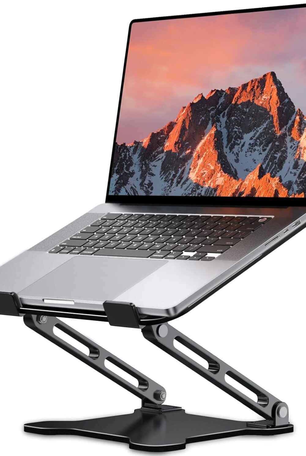 LOXP Adjustable Laptop Stand for Desk, Portable Airflow Laptop Riser Holder | Metal, Foldable, Ergonomic, Computer Notebook Stand Perfect for Home Desk, Office, Projector Mount, Travel, 10-15.6" Laptops