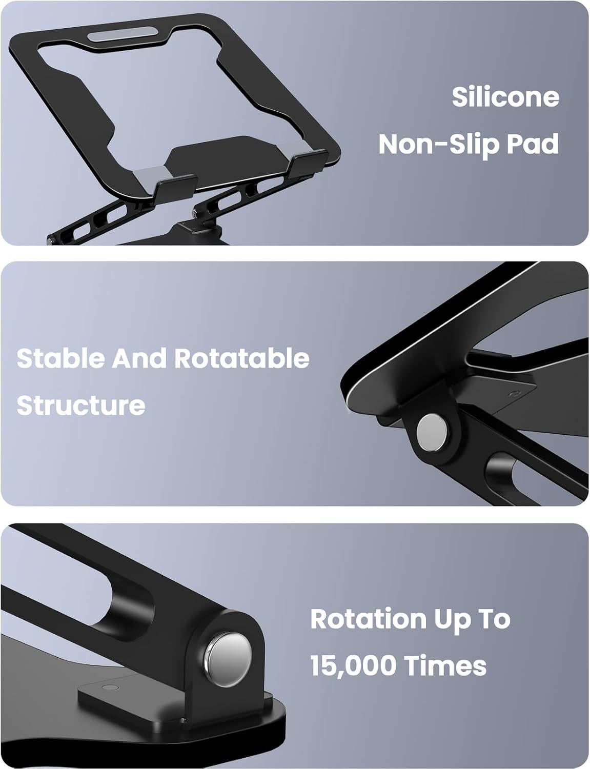 LOXP Adjustable Laptop Stand for Desk, Portable Airflow Laptop Riser Holder | Metal, Foldable, Ergonomic, Computer Notebook Stand Perfect for Home Desk, Office, Projector Mount, Travel, 10-15.6" Laptops - Image 9