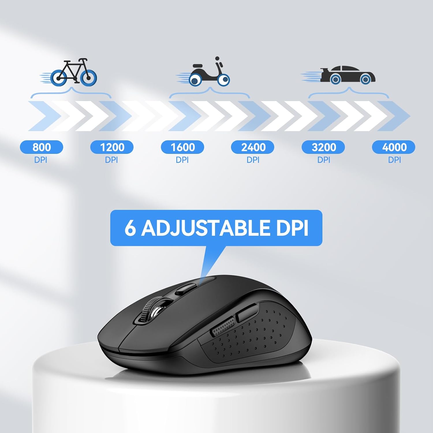 TECKNET Bluetooth Mouse, 4000DPI Wireless Mouse Bluetooth for Laptop 2-in-1(BT 5.0/3.0+2.4Ghz) Computer Mouse, Portable PC Mouse Wireless with USB Receiver for Mac, Compatible with MacBook Chromebook - Image 3
